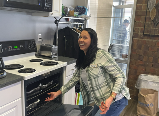 April Tate in the kitchen